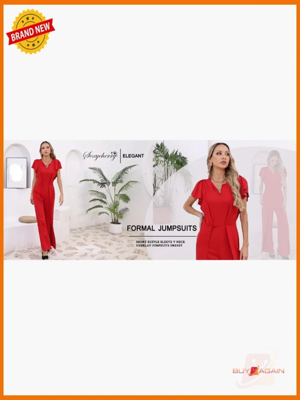Formal Jumpsuit Women Dressy Elegant Long Straight Pants Party Club V Neck